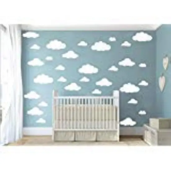 31 pcs Big Clouds Vinyl Wall Decals DIY Wall Sticker Removable Wall Art Decor 4-10 inch for Living Room Nursery Kids Room(White) {1}