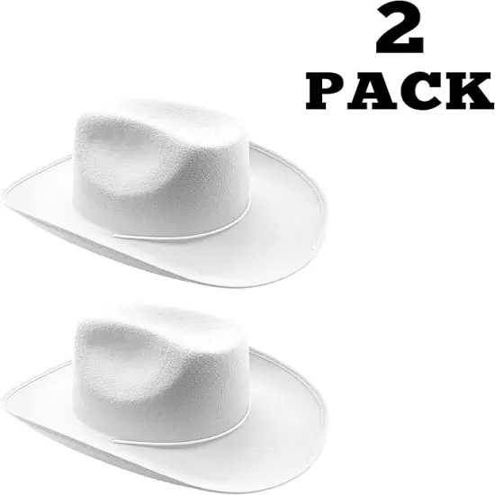 4E's Novelty 2 Pack Kids Cowboy Hat - White Cowboy Hat for Boys & Girls 5-12 for Dress-Up & Costume Play {2}