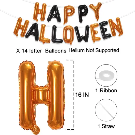 Happy Halloween Balloons Banner (Orange and Black) {2}