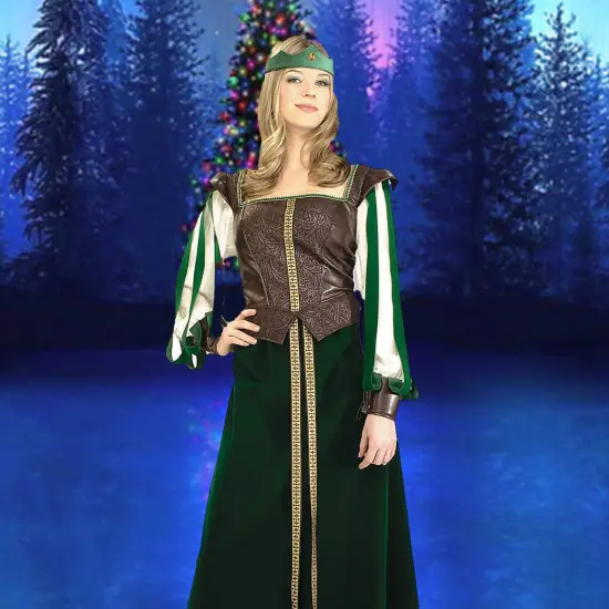 Deluxe Maid Marian Costume with Green Skirt and Jeweled Headpiece {2}