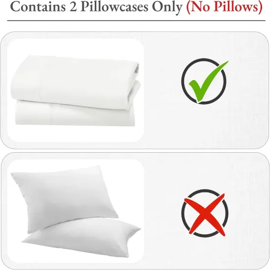 King Size Pillowcase Set - 400 Thread Count, 100% Cotton Sateen, Luxury Set of 2 Pillow Covers, Breathable, Cooling {3}