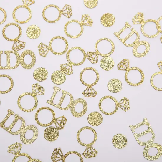 Gold Glitter Diamond Ring Confetti &ndash; Wedding, Engagement & Bridal Shower Table Scatter Decor {3}