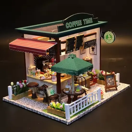 Miniature Wizardi Roombox Kit - Coffee Time Dollhouse Kit {4}