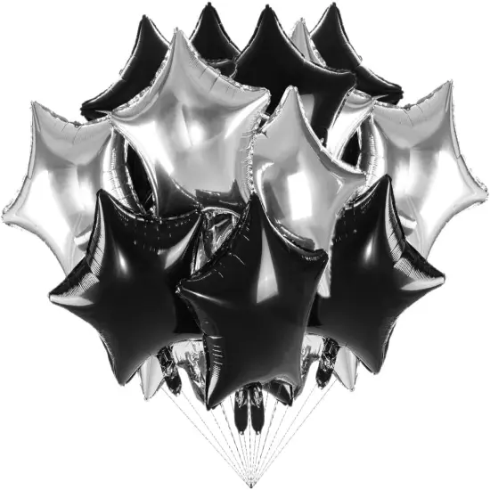 18 Inch Star Shaped Foil Helium Balloon Mylar Balloon(Black and Silver) {1}