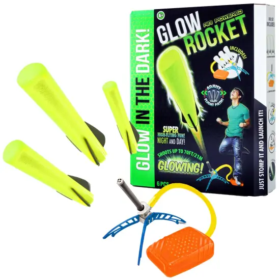 Lanard: Glow Air Powered Rocket - Super High-Flying Toy, 3 Foam Rockets, Launch Stomp Pad, Soars Up To 70', Adjustable Flight, Outdoor Play, Kids 6+ {6}