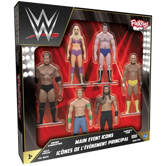 FleXfigs: WWE Icons Deluxe Pack - 6 Characters - Wrestler Articulated Action Figures, Flex It - Pose It!, Collectible Toy Miniatures, Licensed, Kid 3+ {7}