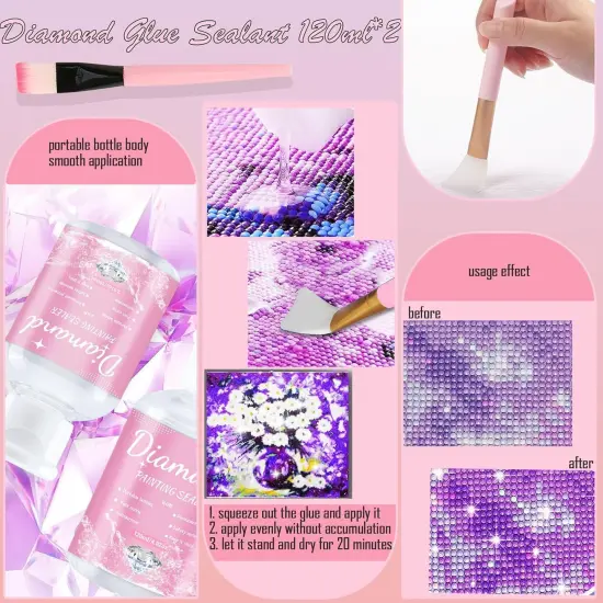 158Pcs Diamond Art Accessories Kit All Inclusive Diamond Painting Tool Set with A4 Diamond Painting Light Pad,Diamond Art Sealer Glue,Diamond Correction,Pens Storage Box for DIY Craft {4}