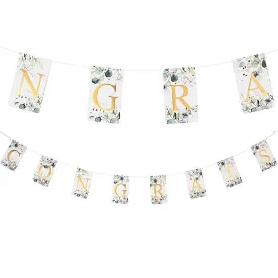 Eucalyptus Congrats Ready To Hang Pennant Garland {1}