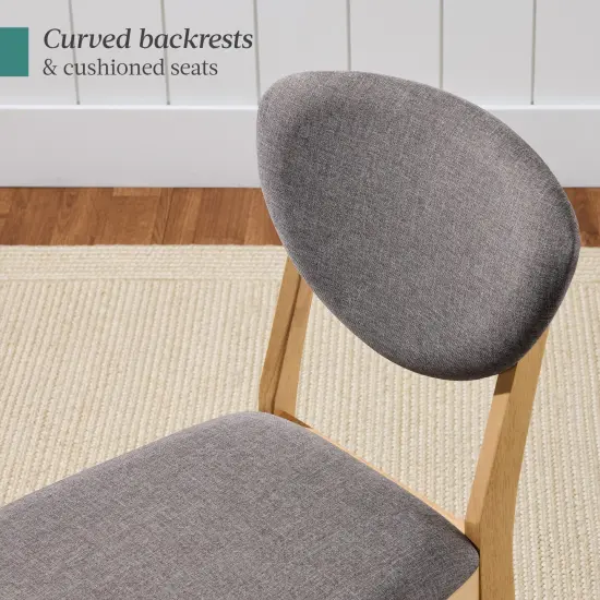 Best Choice Products 2-Piece Mid-Century Modern Wood & Upholstered Dining Chair Set Oak/Medium Gray {4}