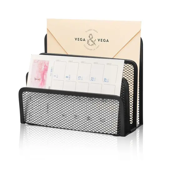 Desk Mail Organizer Small File Holders Letter Organizer Metal Mesh Document/Filing/Folders/Paper Organizer for Desktop {3}