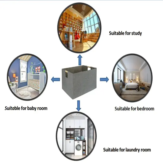 Storage Bin for Shelves Rectangle Closet Baskets Foldable Box with Handles Gray Shelf Baskets Toy Boxes for Home Office Car Dormroom {4}