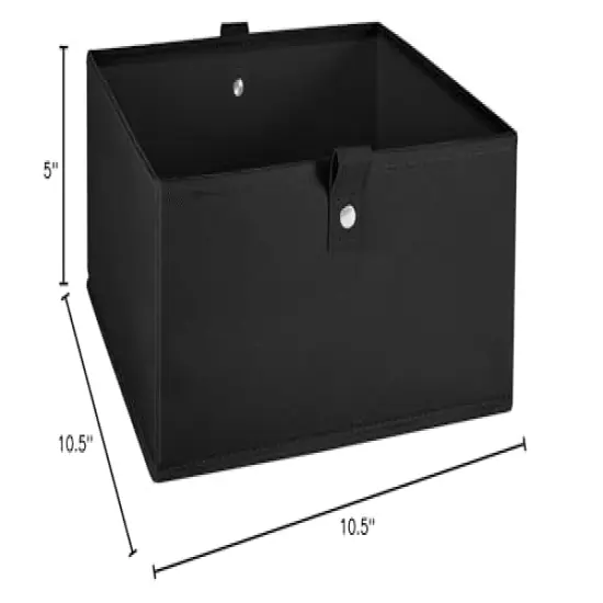 2pc Folding Storage Bins Set - 10.5” Bin Organizers with Handles - Black Closet Organizers & Storage for Toys, Games, Shoes - Foldable Cube Storage Organizer Bins for Playroom, Nursery {2}