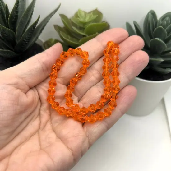 1 or 4 Strands 6x6mm Orange Bicone Beads, Imitation Crystal, Grade AA {3}