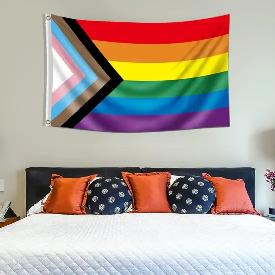 Progress Pride Flag Rainbow Vibrant 3x5ft Poly - Perfect for Showing Your Pride LGBTQ Community Support(1pcs 3x5ft) {2}