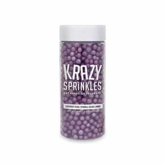 Krazy Sprinkles -Lavender Pearl 4mm Beads (1/2 Cup, 1x Jar) for Cakes, Ice Cream & Cookies {3}