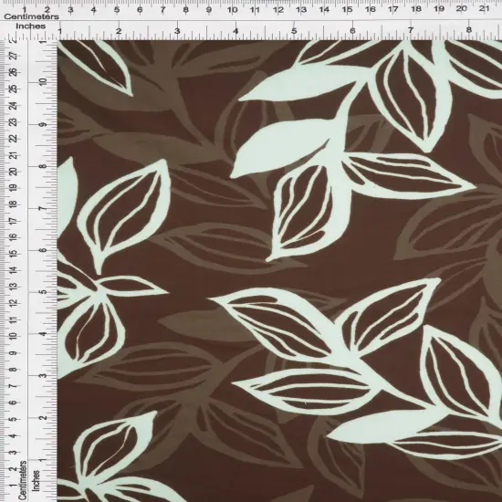 1 Yard Brown Leaf Print DTY Brushed Fabric Soft Lightweight Stretch Polyester 58/60 Inch Wide {4}