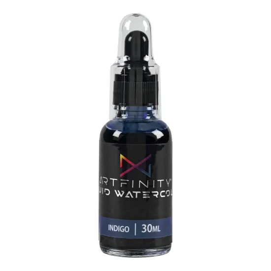Artfinity Liquid Watercolor Paint 30 ml Bottle, Indigo - Vibrant Dye-Based Liquid Watercolor w/ Glass Pipette, Fast-Drying, Fine Art Paint for Calligraphy, Airbrushing & Traditional Art {3}