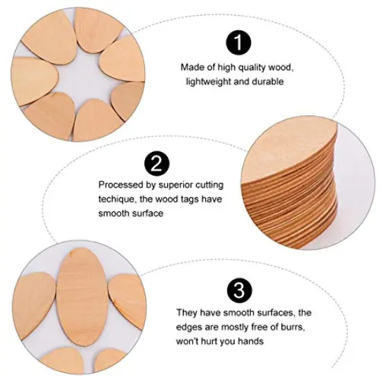 20pcs Unfinished Wood Cutouts - Oval & Round Shapes for DIY Crafts, Wedding, Christmas Ornaments & Gifts {6}