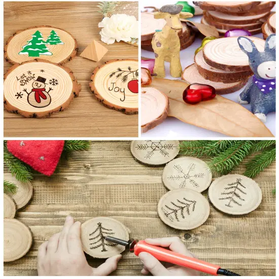 12 Pcs 5.1-5.5 Inch Wood Slices, Unfinished Wood Slice Ornaments for DIY Crafts Wedding Table Centerpieces Coasters for Arts Painting Craft {4}