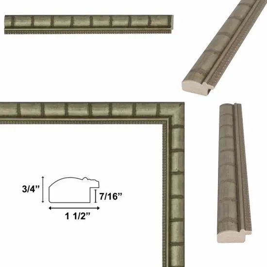 Boho Silver Bamboo Wood Picture Frame 14x14 frame {5}