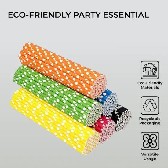 Biodegradable Paper Straws for Drinking - 120pcs - Recyclable Multi Colored Party Straw Set {3}
