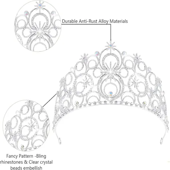 Crystal Crowns for Women, Crystal Bubble Tiara Bride Royal Queen Headband Princess Headpieces {4}