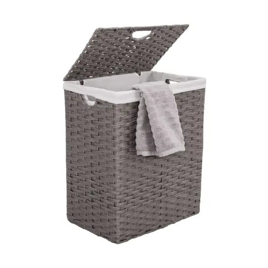 Seville Classics Handwoven Lidded Laundry Hamper Black {10}
