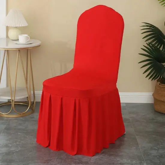 Spandex Banquet Skirt Chair Cover Red Elegant Stretch Skirt Fit Durable Event Decor {5}
