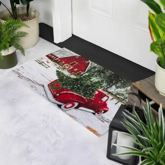 Northlight Vintage Pickup Truck Christmas Outdoor Doormat - 17.75" x 29.5" Multi {4}