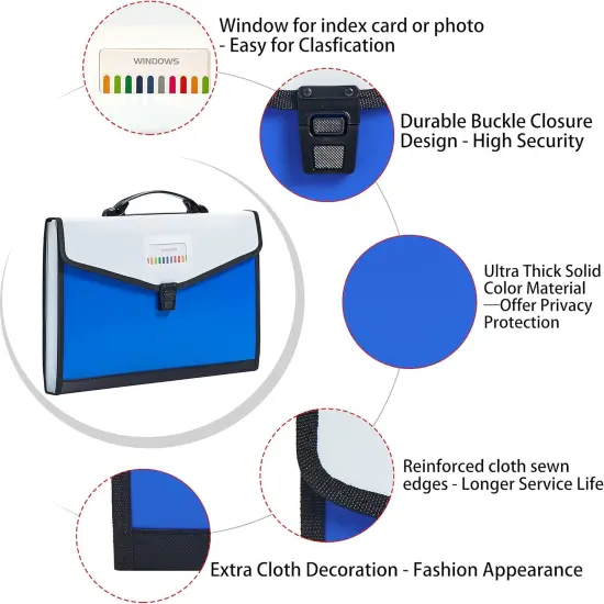 13-Pockets Expanding File Folder with Handle - Blue {2}