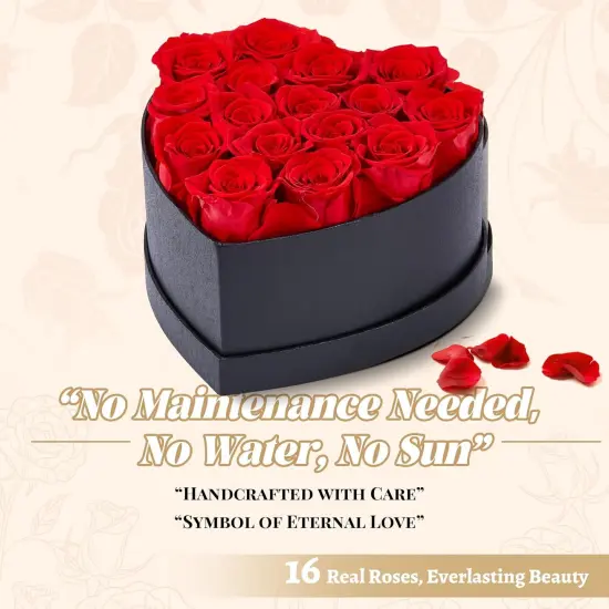 16 Preserved Roses in Heart-Shaped Box {3}