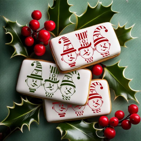 Joy Snowmen Cookie & Craft Stencil | CM183 by Designer Stencils | Cookie Decorating Tools | {2}