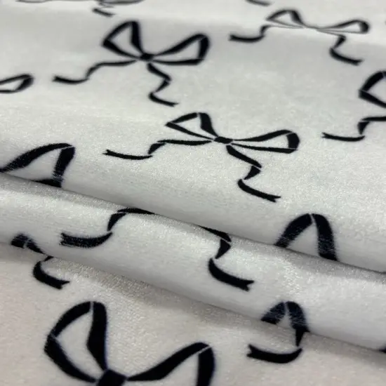 1 Yard Bow Print Stretch Velvet Fabric for Costumes Leggings Dancewear Activewear Pink {5}
