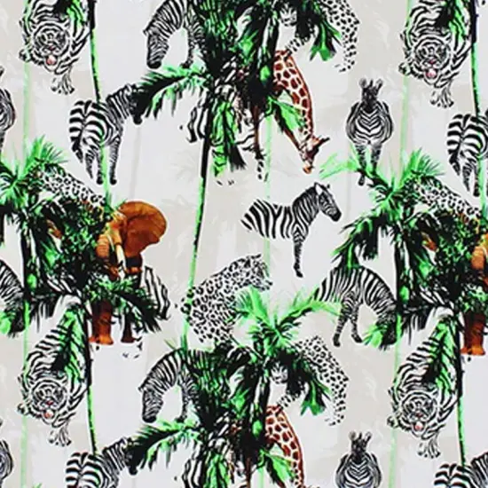 Zebra and Tiger Palm Tree Safari Printed Spandex Fabric {4}