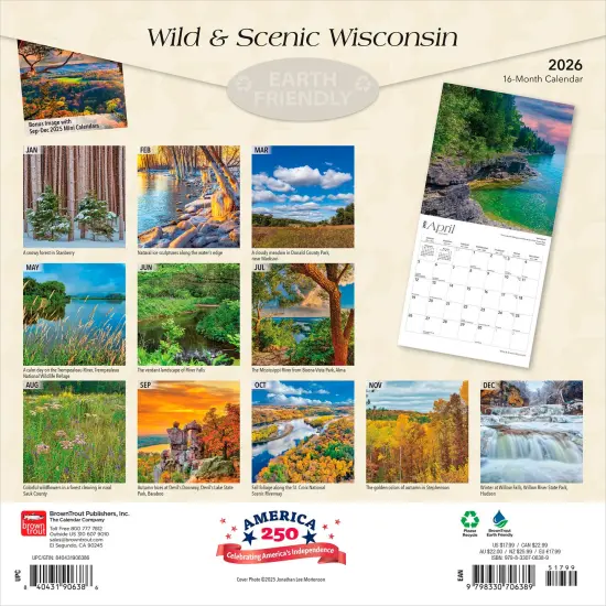 Wisconsin Wild & Scenic | 2026 12 x 24 Inch (Hanging) Monthly Square Wall Calendar | Plastic-Free {2}