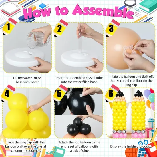 2 Sets Back to School Balloon Column Stand Kit with 205pcs Balloons {2}