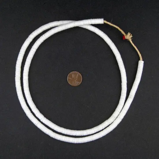 The Bead Chest African Vinyl Beads, Ghana Vulcanite Crafts Supplies for DIY Jewelry Making, Necklaces, Bracelets (6mm, White) {2}