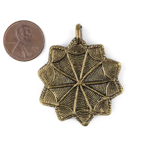 The Bead Chest Dark Brass 10-Point Baule Star Pendant (41x47mm): African Tribal Metal Pendant for DIY Jewelry and Necklace {2}