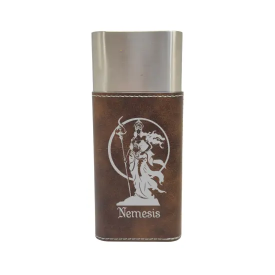 Cigar Case with Cutter - Nemesis Goddess of Revenge - Leather Rustic/Silver {1}