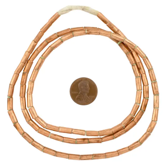 The Bead Chest Copper Tube Ethiopian Beads (7x3mm): Full Strand of African Metal Spacers for DIY Jewelry Making {2}