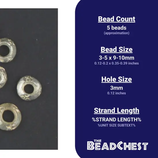 The Bead Chest Silver Ethiopian Wollo Rings (9mm) (Set of 5): Genuine Ethiopian Metal Ring Beads for DIY Jewelry {4}