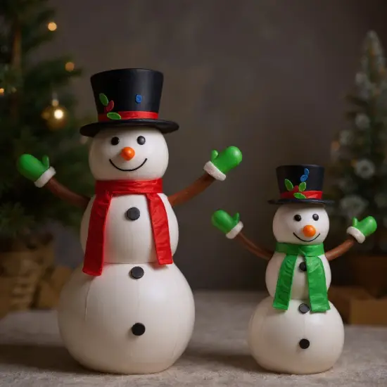 2 Piece Lighted Snowman Pair Pop-Up Holiday Decoration Set 42" & 28" {5}