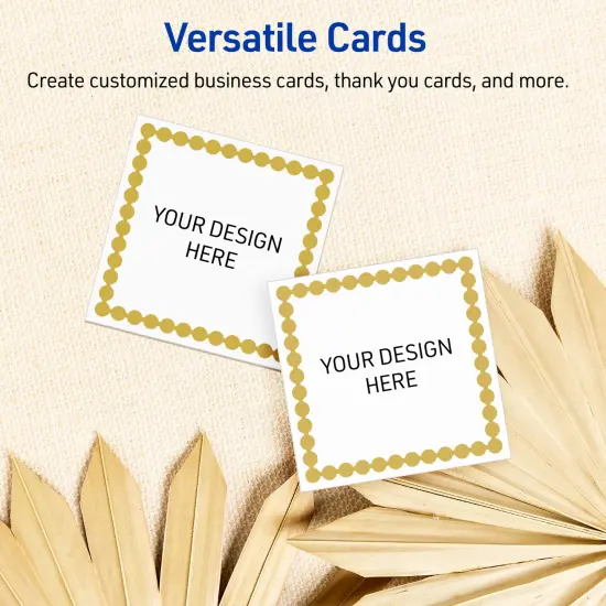 Avery Printable Square Cards, Gold Beads, 2" x 2", Matte White Square Cards, Laser/Inkjet, 120ct, Great for Business Cards {6}