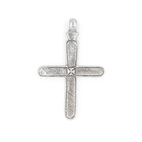 The Bead Chest Addis Ethiopian Silver Cross Pendant (80x50mm) {1}