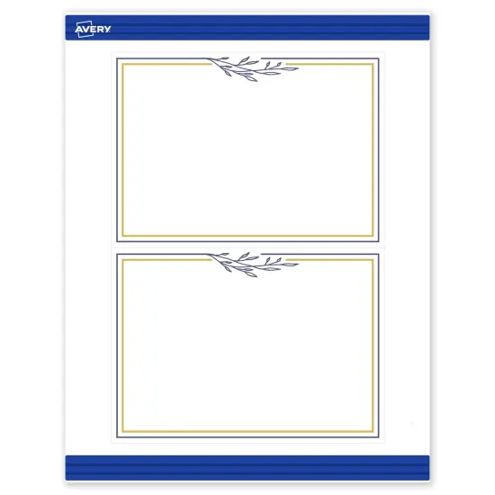 Avery Printable Rectangle Invitation Cards, Gold & Navy Border with Florals, 5" x 7", Matte White Rectangle Invitation Cards, Laser/Inkjet, 20ct, Great for Invitation Cards {1}