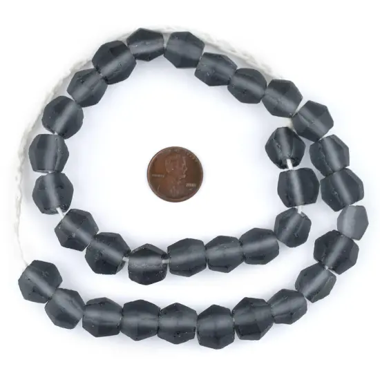 The Bead Chest Charcoal Grey Faceted Bicone Java Recycled Glass Beads (12mm) - Full Strand of Faceted Bottle Glass Beads | Approximately 33 Beads {2}