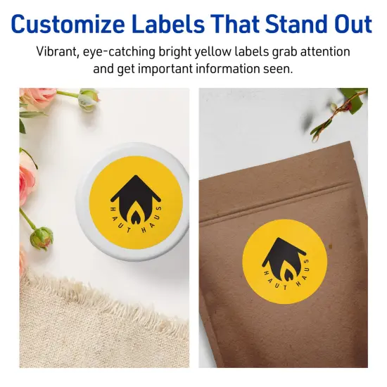 Avery Bright Yellow Paper Labels, 2.5" Diameter Round {3}