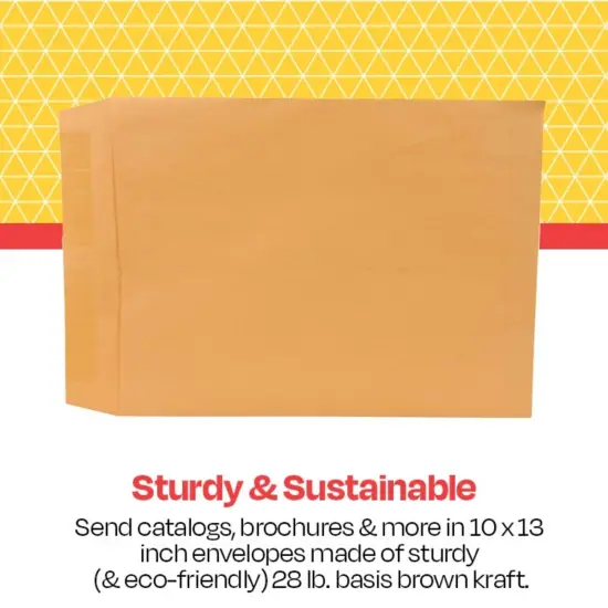 School Smart No Clasp Envelopes with Gummed Flap, 10 x 13 Inches, Kraft Brown, Box of 100 {6}