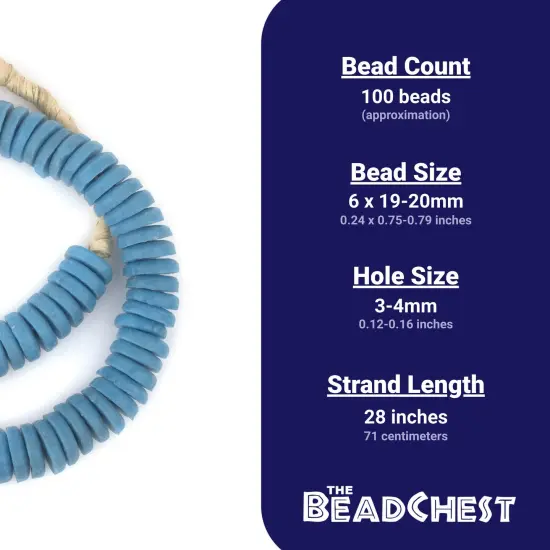 The Bead Chest Turquoise Ashanti Glass Disk Beads (20mm) {4}