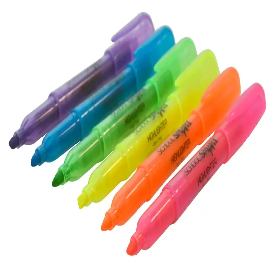 School Smart Pen Style Highlighters, Chisel Tip, Assorted Colors, Pack of 48 {5}